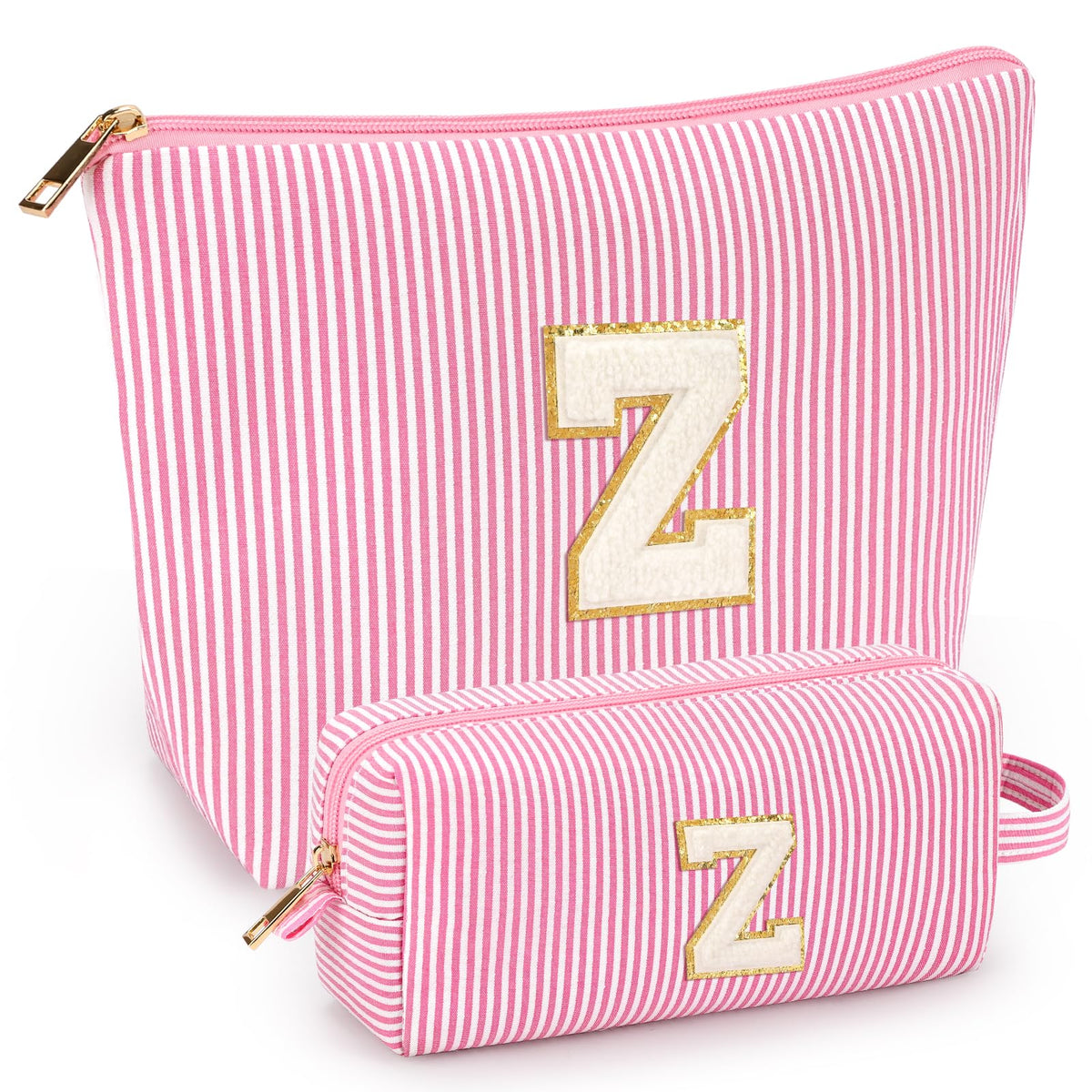 mibasies Initial Makeup Bag in pink, front view
