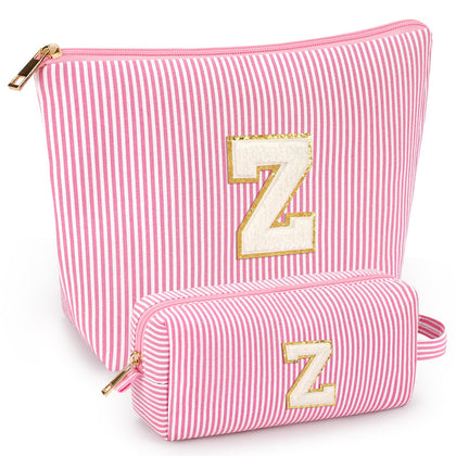 mibasies Initial Makeup Bag in pink, front view