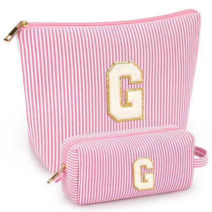 mibasies Initial Makeup Bag in pink front view
