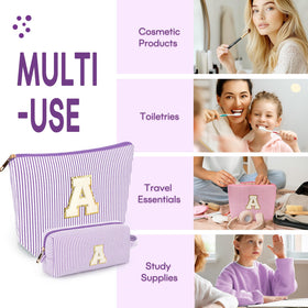mibasies Initial Makeup Bag in pink, front view