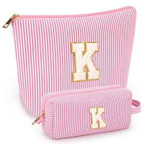 mibasies Initial Makeup Bag in pink with alphabet letters