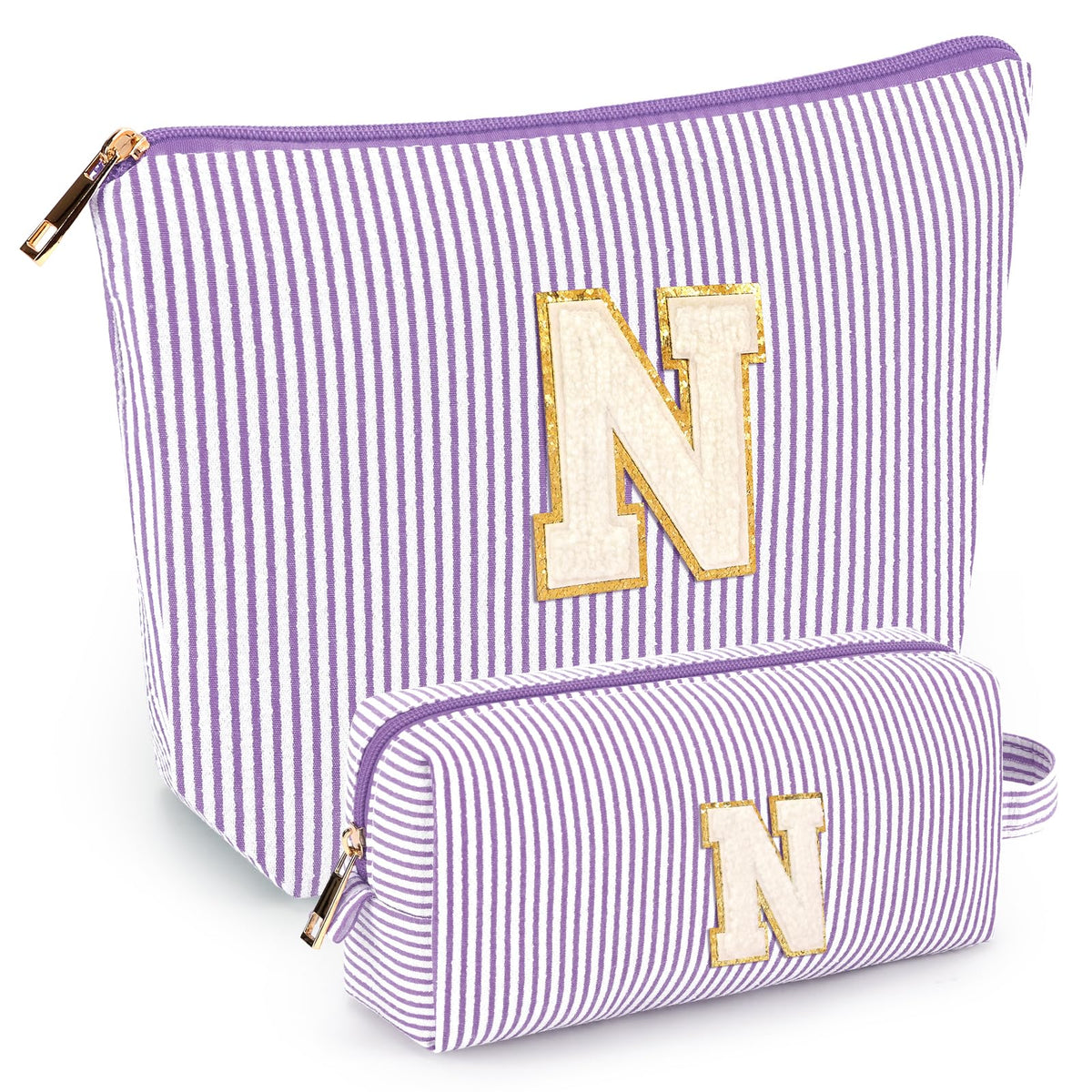mibasies Initial Makeup Bag in purple front view