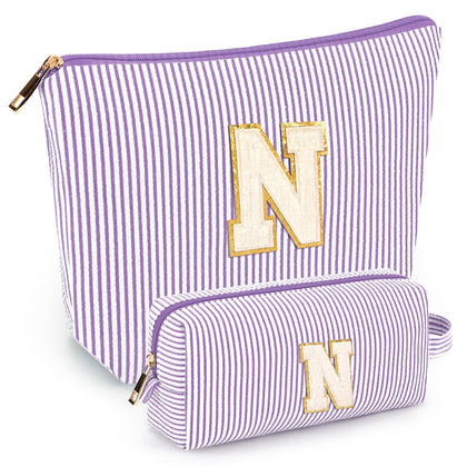 mibasies Initial Makeup Bag in purple front view