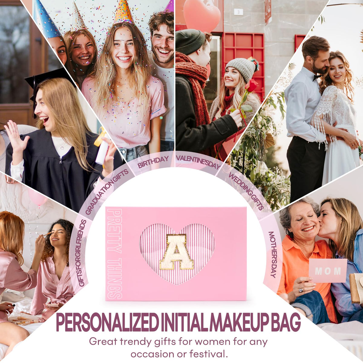 mibasies Initial Makeup Bag in use as a pencil case