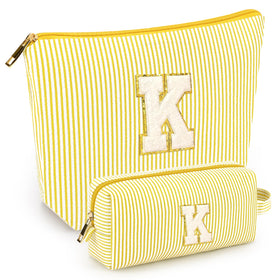 mibasies Initial Makeup Bag in yellow with alphabet letters