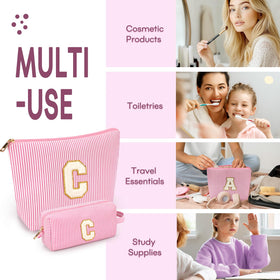 mibasies Initial Makeup Bag in yellow with alphabet letters