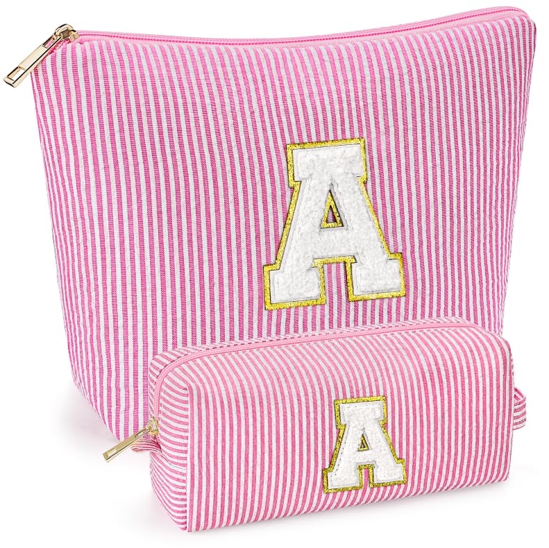 mibasies initial makeup bag pink front view