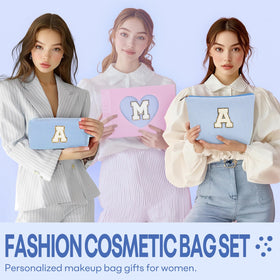 mibasies Initial Makeup Bag pink model side view