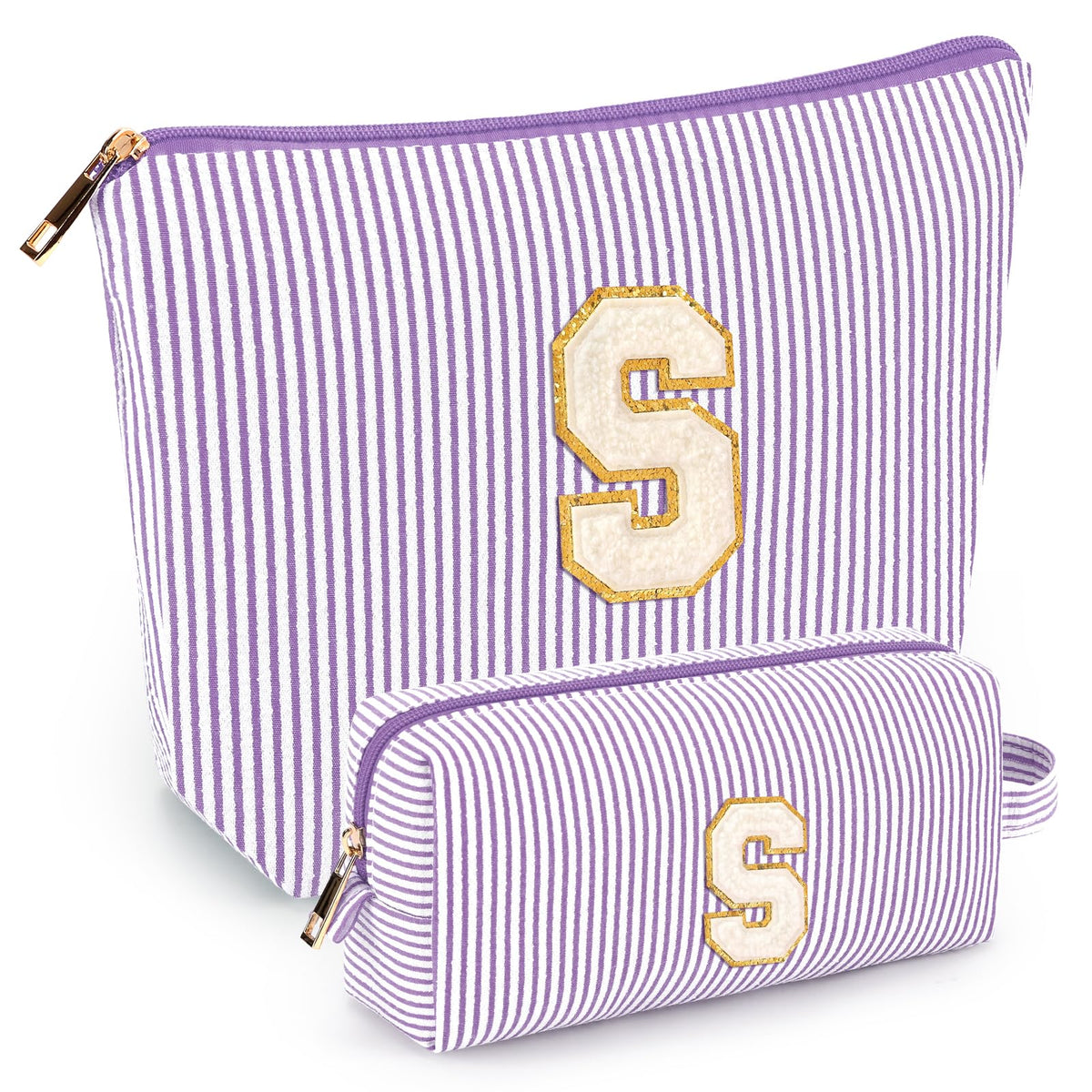 mibasies initial makeup bag purple front view