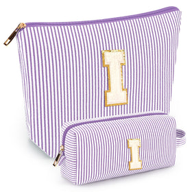 mibasies initial makeup bag purple front view