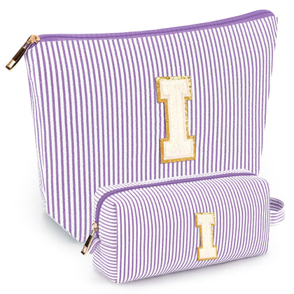 mibasies initial makeup bag purple front view