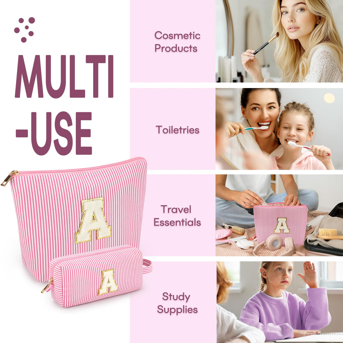 mibasies initial makeup bag yellow with zipper