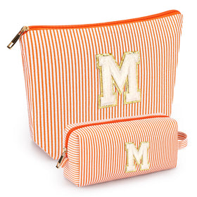mibasies Initial Makeup Bags in orange front view