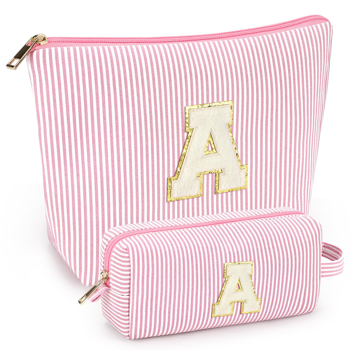 mibasies Initial Makeup Bags light pink set front view