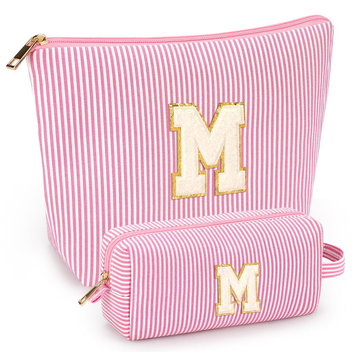 mibasies Initial Makeup Bags Set in Pink, front view