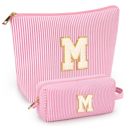 mibasies Initial Makeup Bags Set in Pink, front view