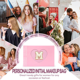 mibasies Initial Makeup Bags Set in white, with alphabet letters