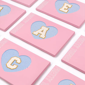 mibasies Initial Makeup Bags showing alphabet letters