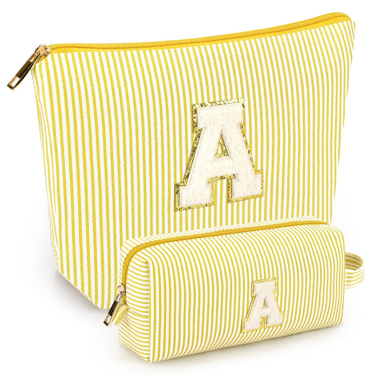 mibasies yellow initial makeup bag front view
