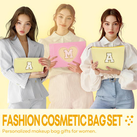 mibasies yellow initial makeup bag side view
