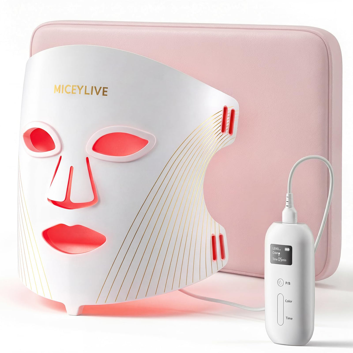 MICEYLIVE Red Light Therapy Face Mask front view with 432 LEDs