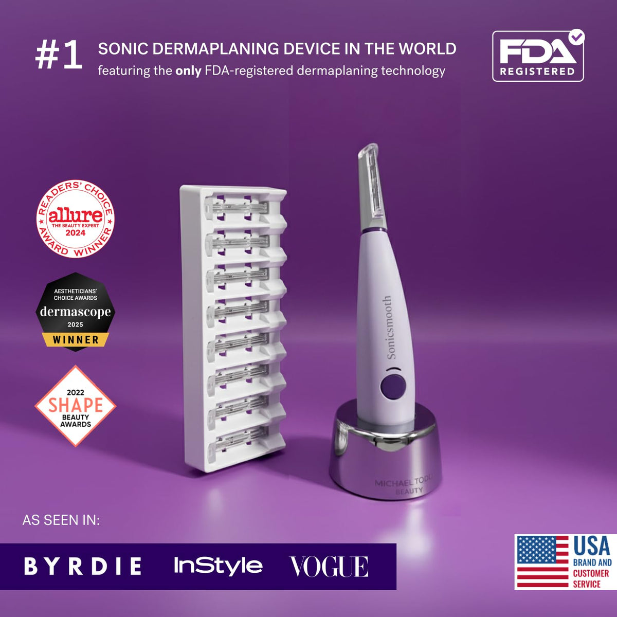 MICHAEL TODD Sonicsmooth Dermaplane Razor side view