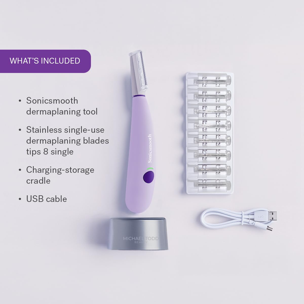 MICHAEL TODD Sonicsmooth Dermaplane Razor with user instructions