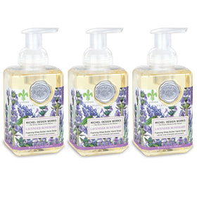 Michel Design Works Foaming Hand Soap Lavender Rosemary front view with elegant dispenser