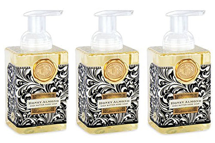 Michel Design Works Honey Almond Foaming Hand Soap front view with elegant dispenser
