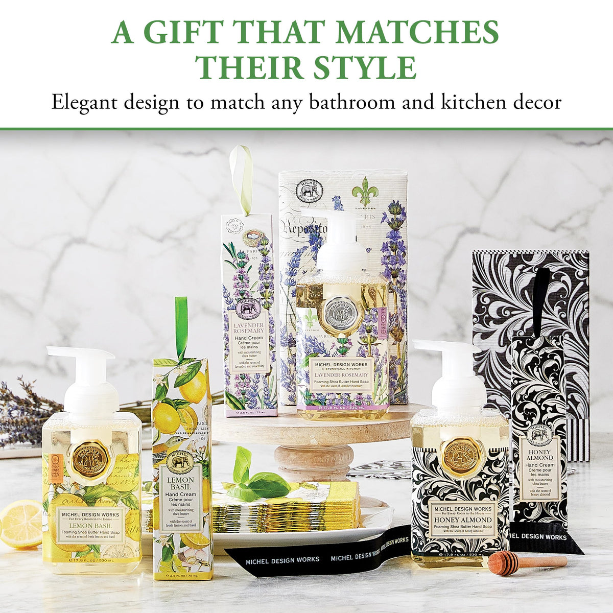 Michel Design Works Lemon Basil Foaming Hand Soap packaging details