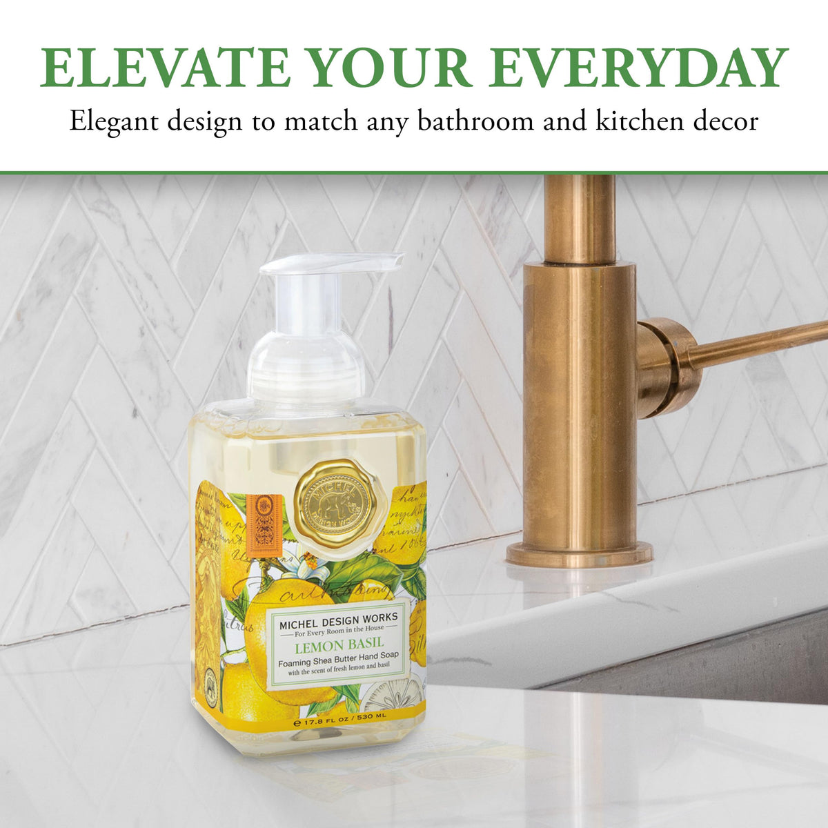 Michel Design Works Lemon Basil Foaming Hand Soap with shea butter and aloe vera