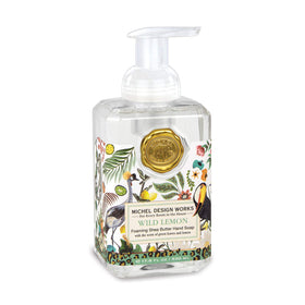 Michel Design Works Wild Lemon Foaming Hand Soap front view in elegant pump dispenser