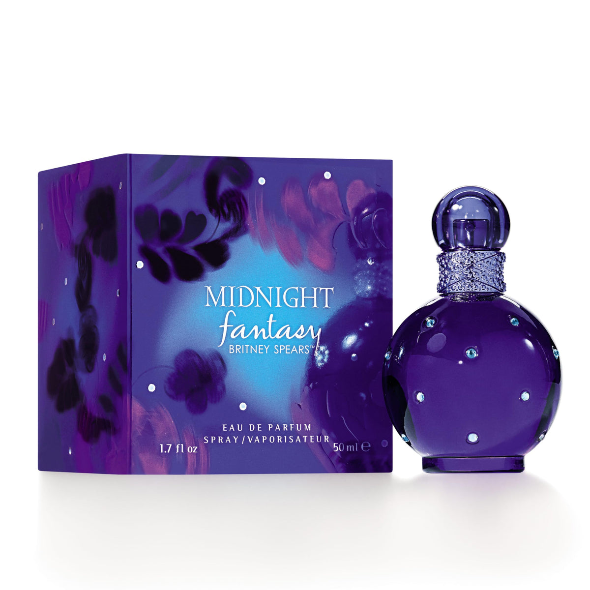 Midnight Fantasy perfume bottle with blue design