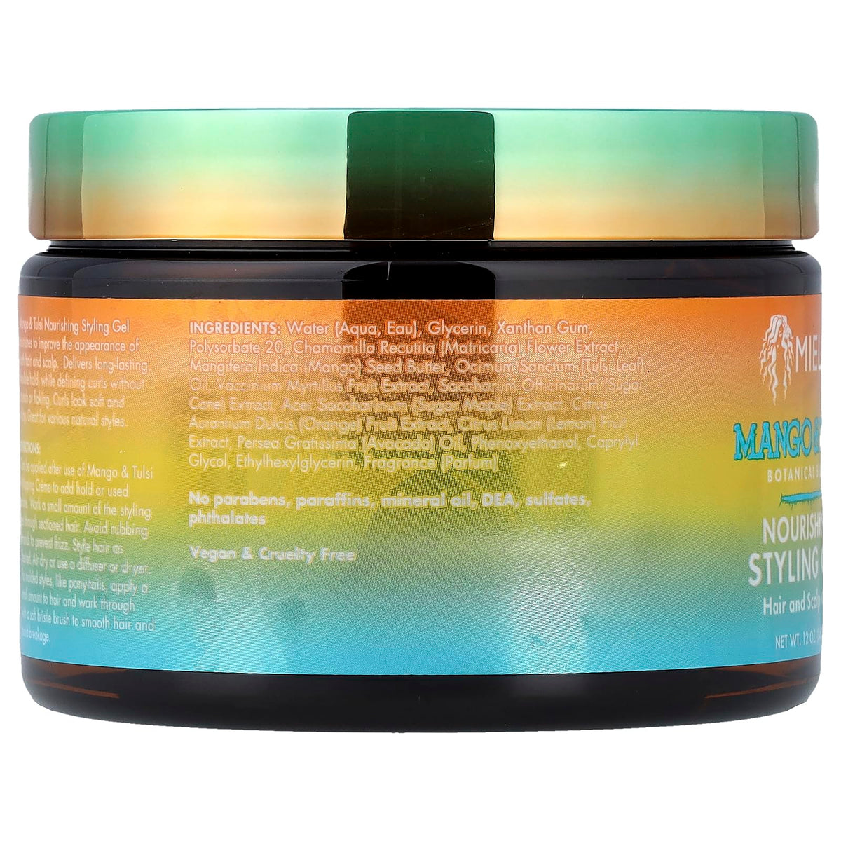 Mielle Organics Nourishing Styling Gel Mango & Tulsi packaging side view