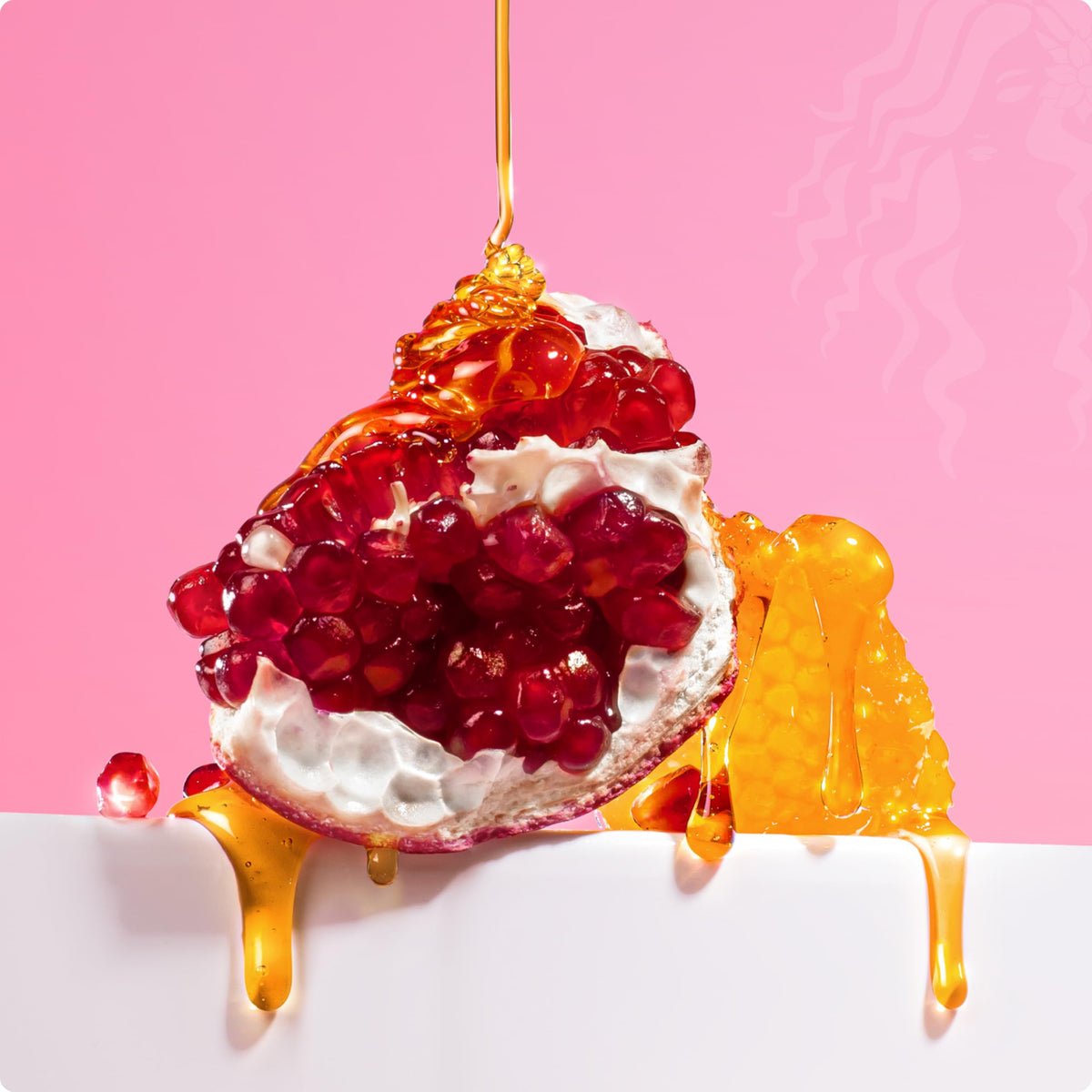 Mielle Organics Pomegranate & Honey Curl Cream 12 oz on a bathroom shelf