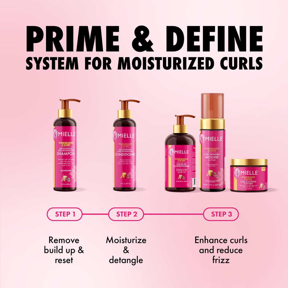 Mielle Organics Pomegranate & Honey Curl Cream 12 oz side view
