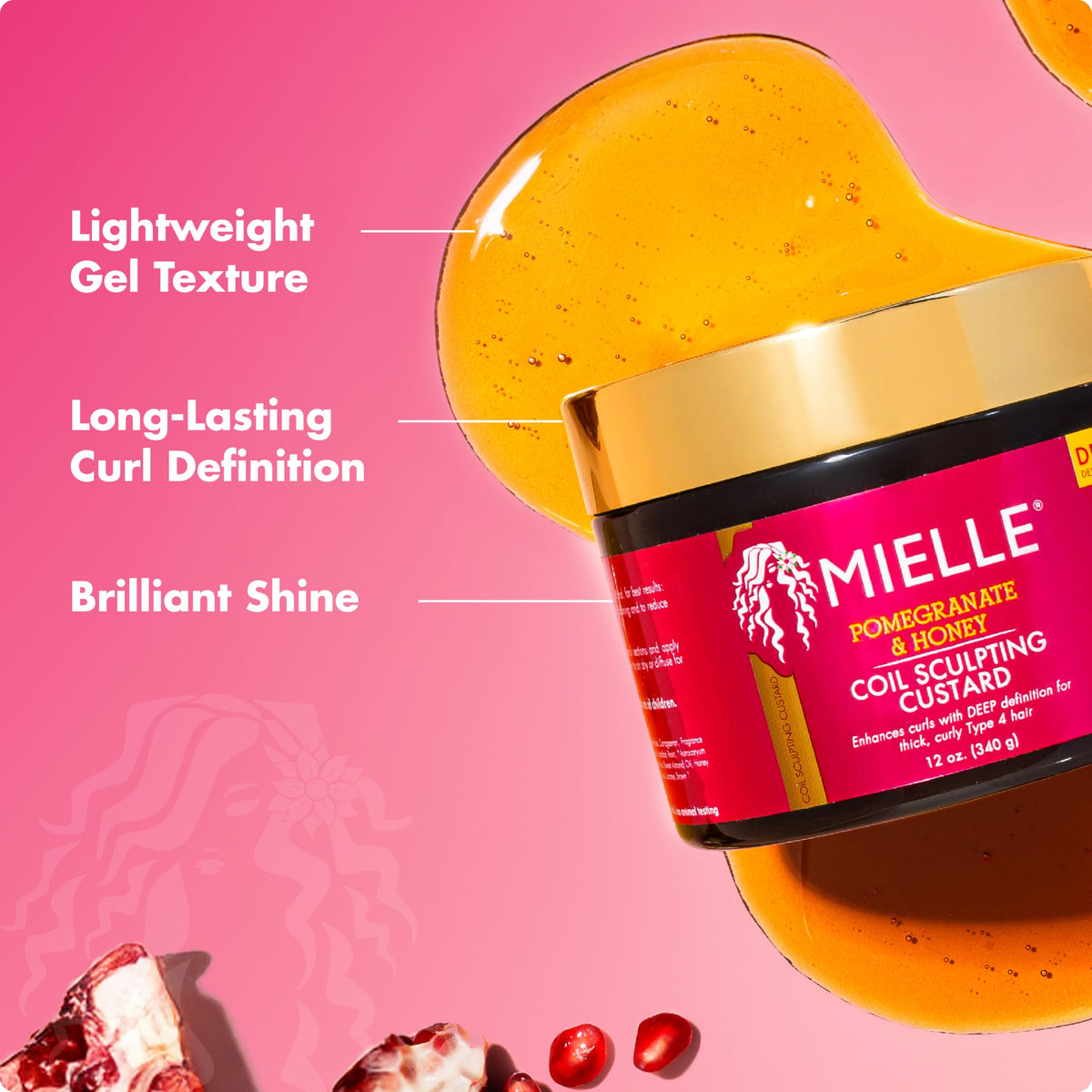 Mielle Organics Pomegranate & Honey Curl Cream 12 oz with ingredients