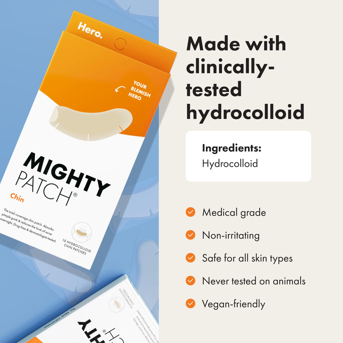 Mighty Patch Chin Acne Pimple Patch with instructions