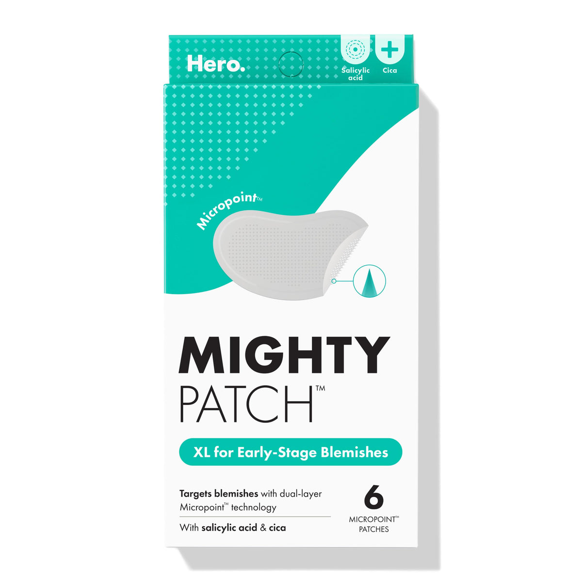 Mighty Patch Micropoint XL Acne Pimple Patches front view with packaging