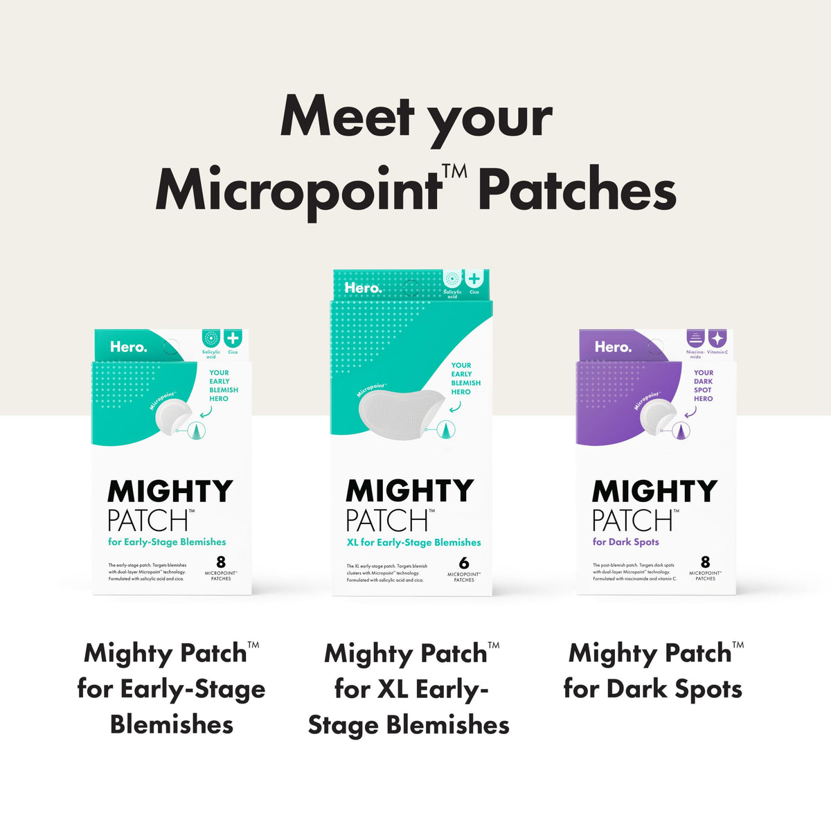 Mighty Patch Micropoint XL Acne Pimple Patches in a hand for size reference