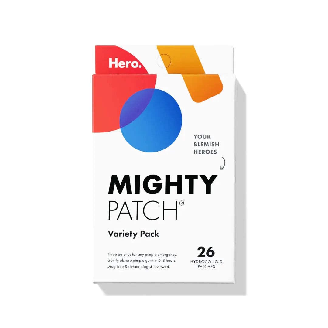 Mighty Patch Variety Pack 26 Ct front view with patches displayed