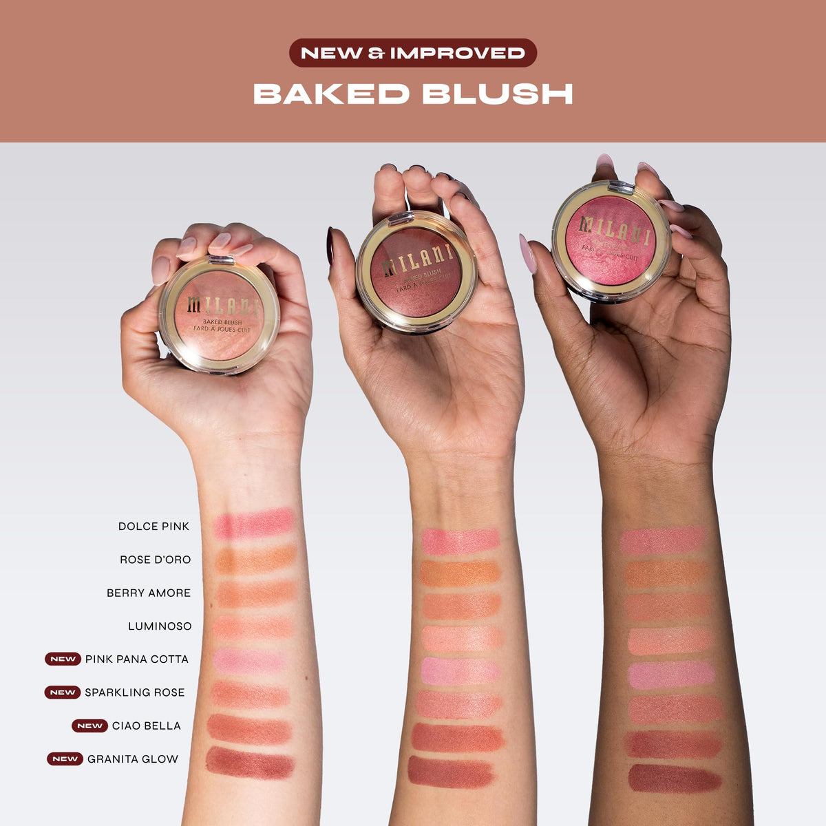 Milani Baked Blush Dolce Pink in natural light