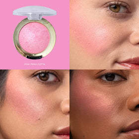 Milani Baked Blush Pink Panna Cotta showing matte and shimmery finishes