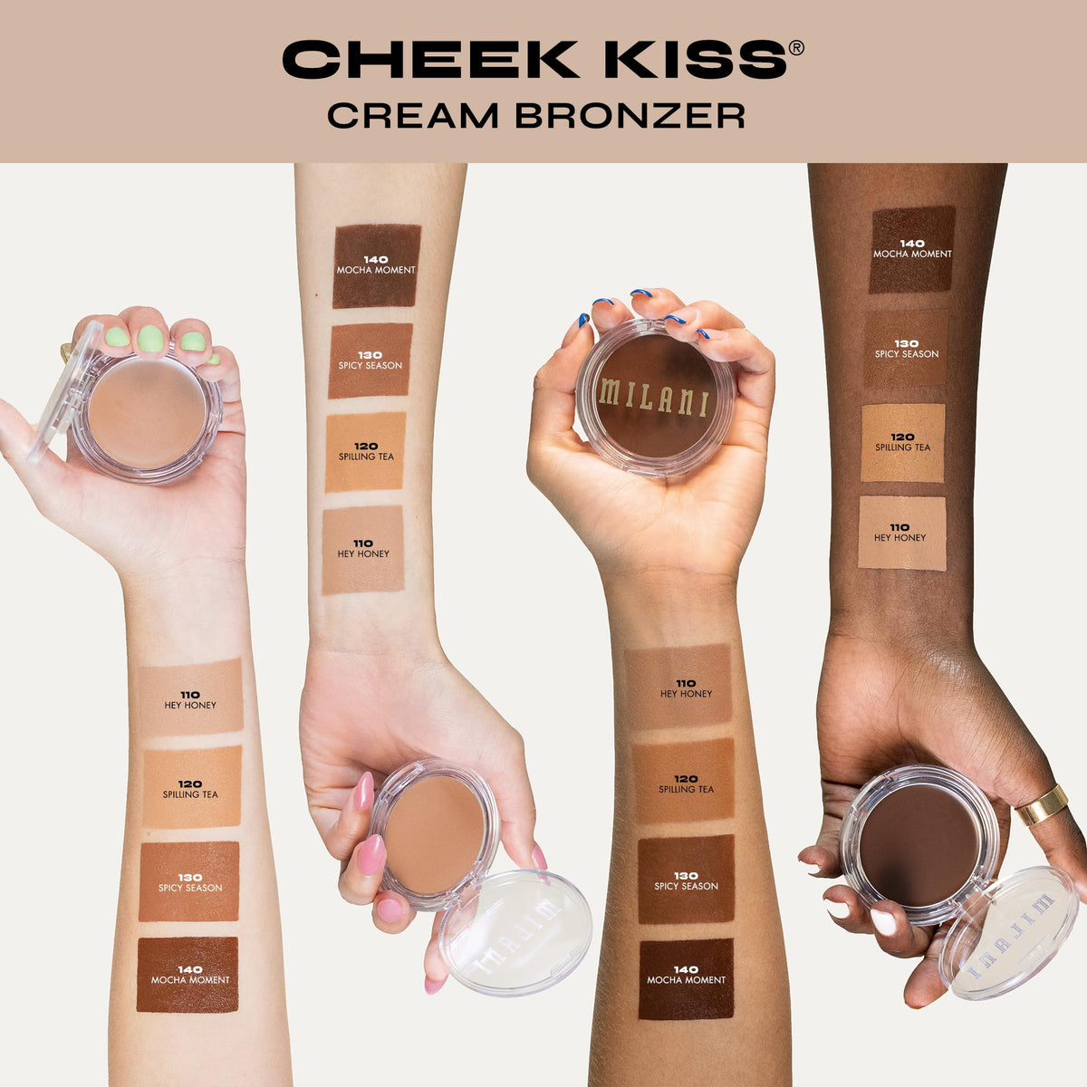 Milani Cheek Kiss Cream Bronzer Hey Honey application with brush