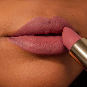 Milani Color Fetish Matte Lipstick Peony applied on lips