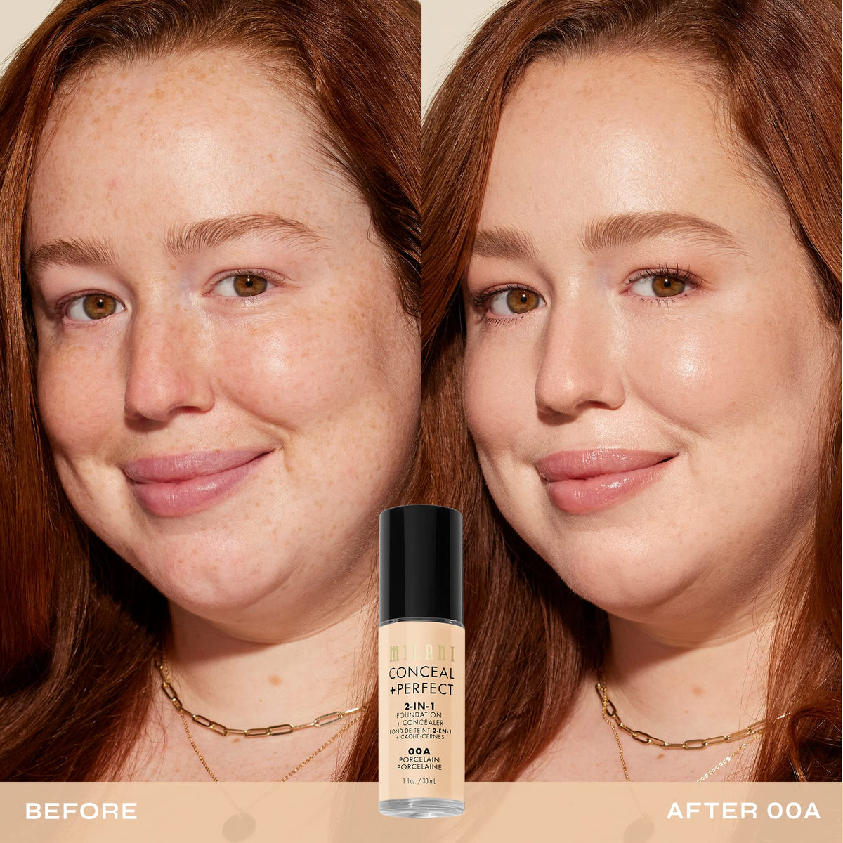 Milani Conceal + Perfect 2-in-1 Foundation + Concealer 00A-Porcelain with pump