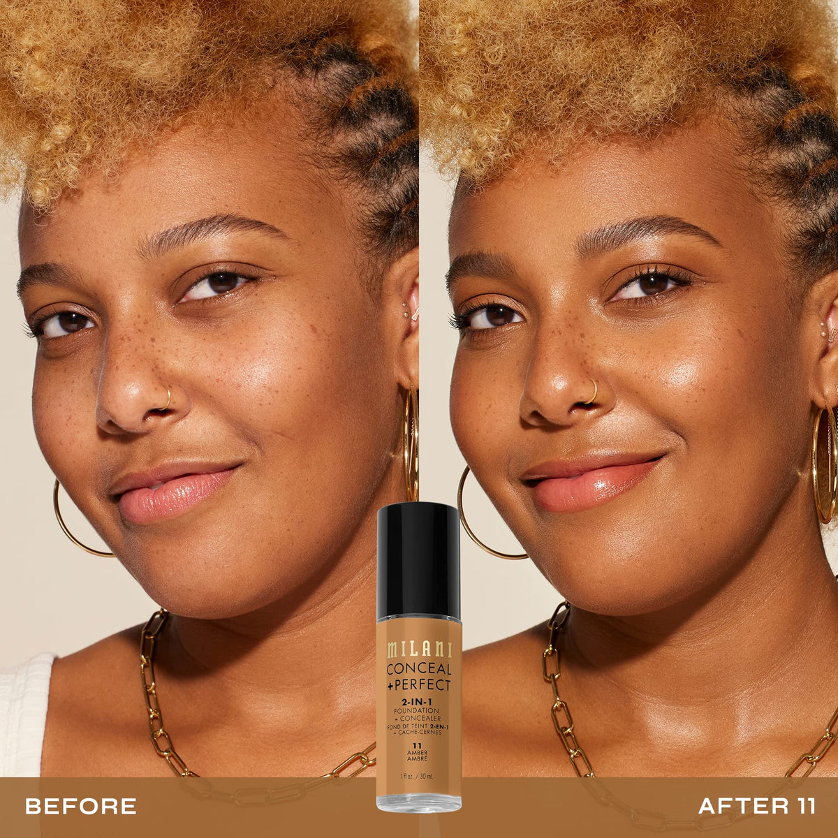 Milani Conceal + Perfect 2-in-1 Foundation + Concealer in 11 Amber with pump dispenser
