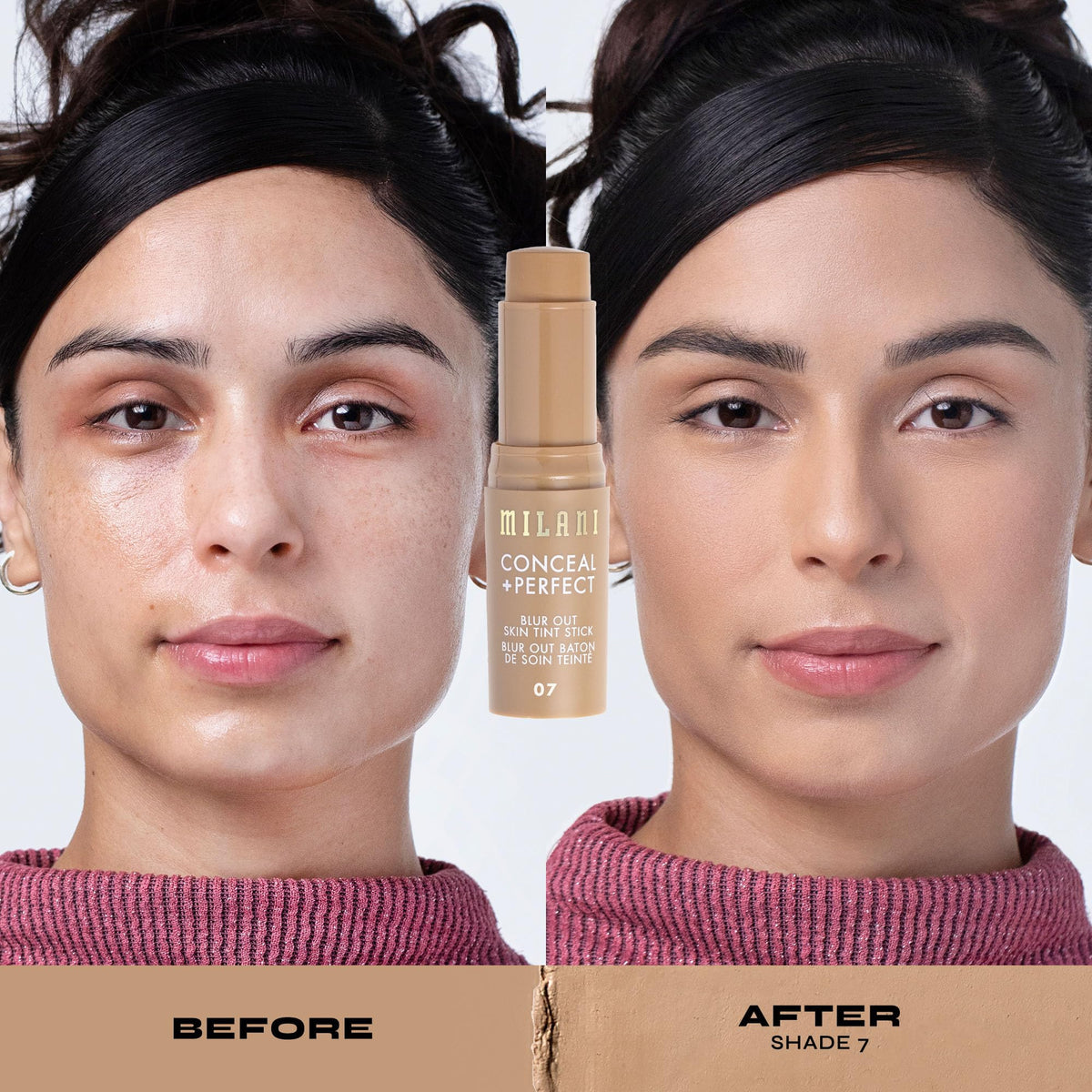 Milani Conceal + Perfect Blur Out Skin Tint Foundation 07-Light Medium on makeup table