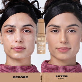 Milani Conceal + Perfect Blur Out Skin Tint Foundation 07-Light Medium on makeup table