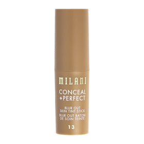 Milani Conceal + Perfect Blur Out Skin Tint Foundation 13-Tan Yellow with makeup brush